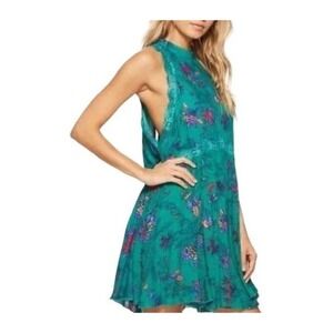 Free People tunic She Moves Chemise M High Neck Sleeveless Lace Trim Mini SZ XS
